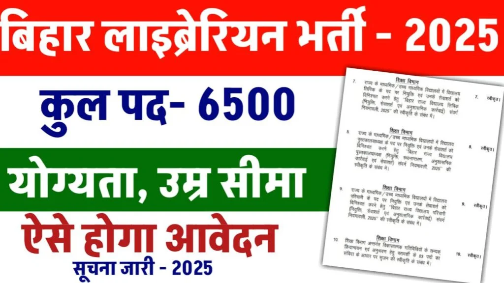 Librarian Vacancy 2025, Bumper recruitment for 6500 posts of Librarian, Qualification, Age Limit and complete application process